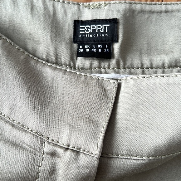 ESPRIT Satin Pleated Tapered Cropped Pants Tan - Picture 5 of 6